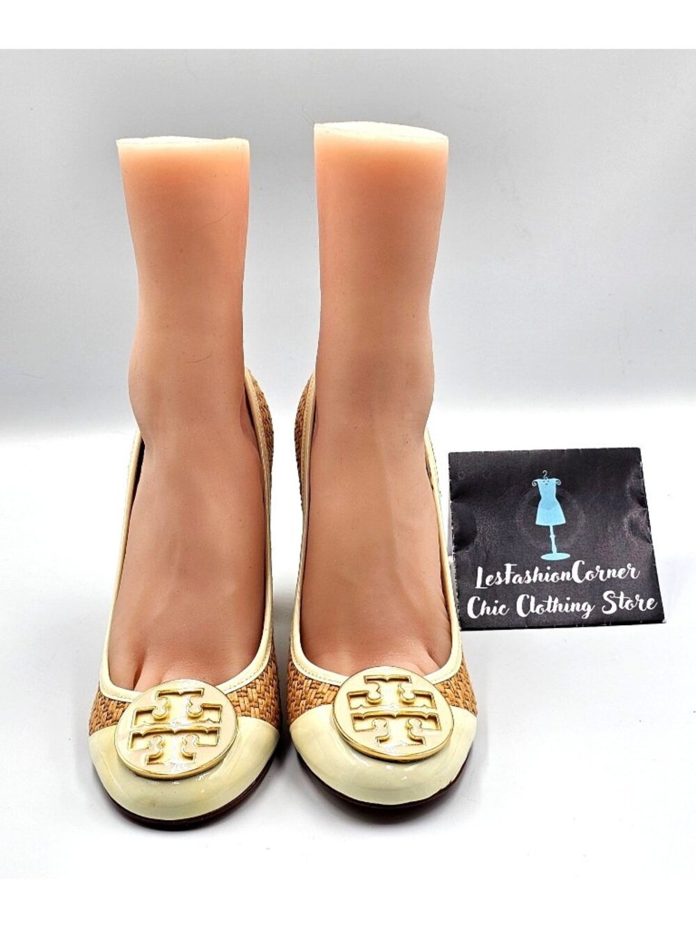 Tory Burch Women's Beige/Cream Woven Reva Maddie Raffia Straw Shoes Sz9 2345 - Picture 8 of 16